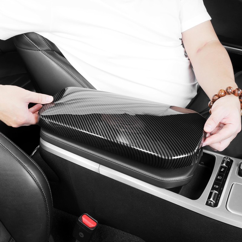 JUIVEEL Carbon Fiber Style ABS Car Central Console Armrest Cover