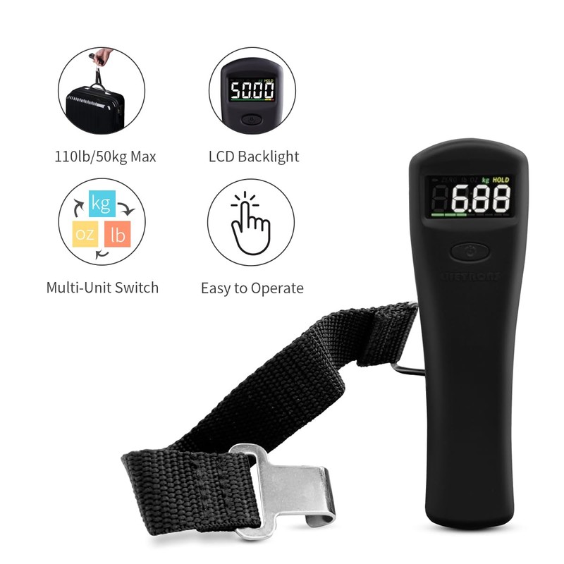 Lifetrons Digital Color Display Scale,Travel Weight Scale for Luggage with
