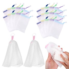 Mesh Soap Net Bag Soap Bag Set – 10 Exfoliating Mesh Soap Saver Pouches with Drawstrings + 2 Foaming Nets – Durable & Quick-Drying – 3.54x5.91in & 4.72x8.27in – Ideal for Bath, Travel, Gift Packaging