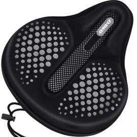 DAWAY C6F Large Comfortable Bike Seat Cover - Wide Soft Gel & Foam Padded Bike Seat Cushion for Women Men Seniors, Comfort, Fit for Peloton, Stationary Exercise, Mountain and Cruiser Bicycle Saddles