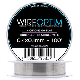 WIREOPTIM - 0.4mm x 0.1mm - Nichrome 90 Resistance Wire – 100 Feet