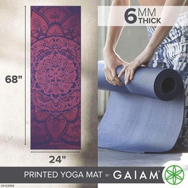 Gaiam Yoga Mat Premium Print Extra Thick Non Slip Exercise & Fitness Mat for All Types of Yoga, Pilates & Floor Workouts, Athenian Rose, 6mm