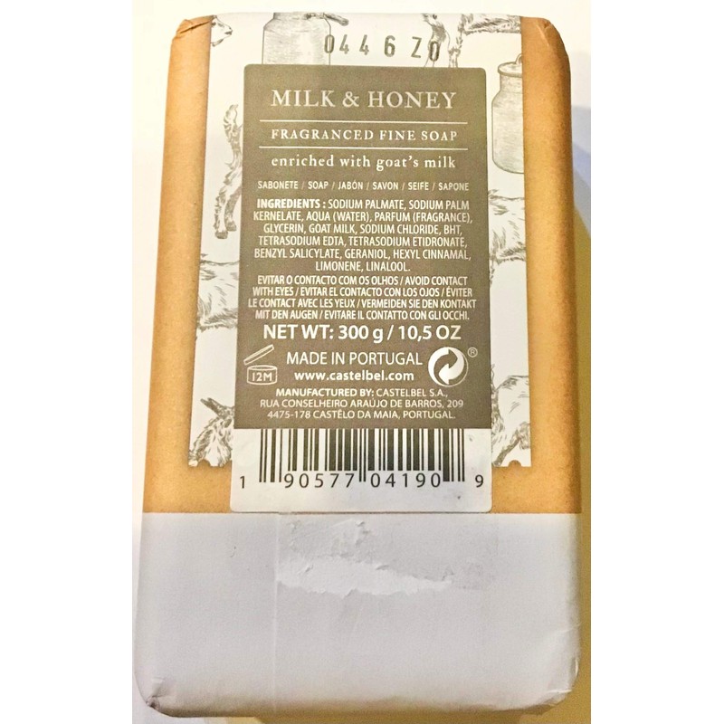 Castelbel Goat's Milk Pure Honey Scented Moisturizing Bath Soap 10.5
