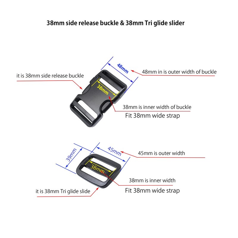 Ahijklmn Plastic Buckles - Side Release Buckle Clips + Tri