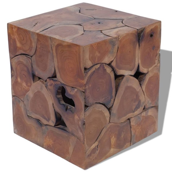 Benicabaly Versatile Wooden Stool, Solid Teak for Footrest or Side