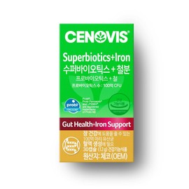 Synovis 세노비스 수퍼바이오틱스 유산균+철분 (30캡슐/30일분) Senovis Super Biotics Probiotics + Iron (30 Capsules/30 Days Supply)