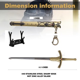 Mini Sword 6-Inch Stainless Steel Pocket Knife with Scabbard, Handmade Medieval-Inspired Replica Claymore, Compact Necklace & Stand, Ideal for Craft Use - GT05.RG/BL