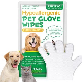 Oimmal Hypoallergenic Pet Wipes Gloves for Dogs And Cats, Grooming Wipes for Cleaning, Deodorizing, Soothing & Nourishing Pet Hair - Style: 1pack