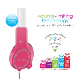 MEE audio KidJamz 3 Kids Safe Listening Headphones with Volume Limiter & Built-in Microphone, Adjustable On-Ear Headset w/ 3.5mm Jack & Tangle-Free Cord for Online Learning/School/Travel/Tablet