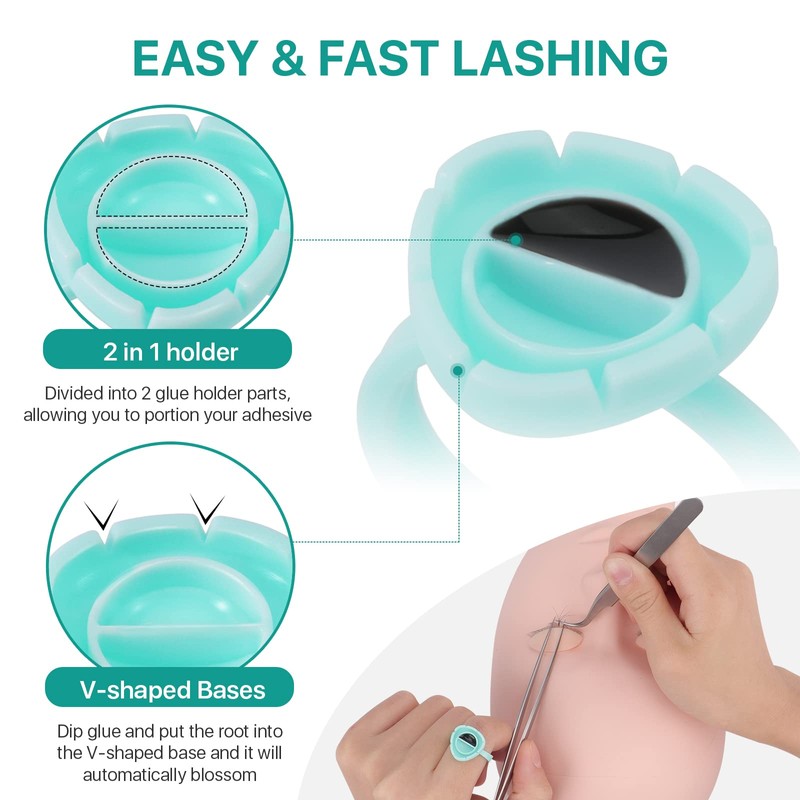 Pretty memory Glue Rings for Eyelash Extensions 100PCS Lash Glue