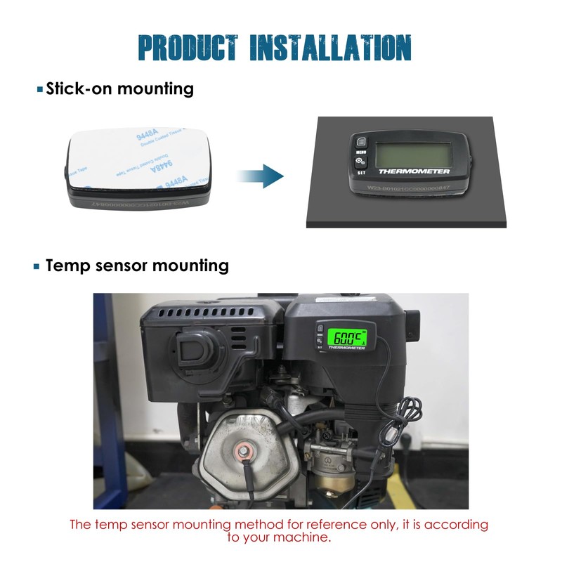 Runleader Digital Engine Temperature Meter Green Backlight Display for Lawn