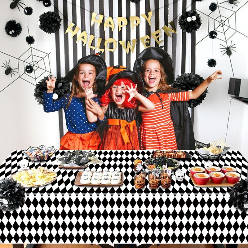 Hegbolke 4 Pack Black and White Checkered Tablecloths, Gingham Table