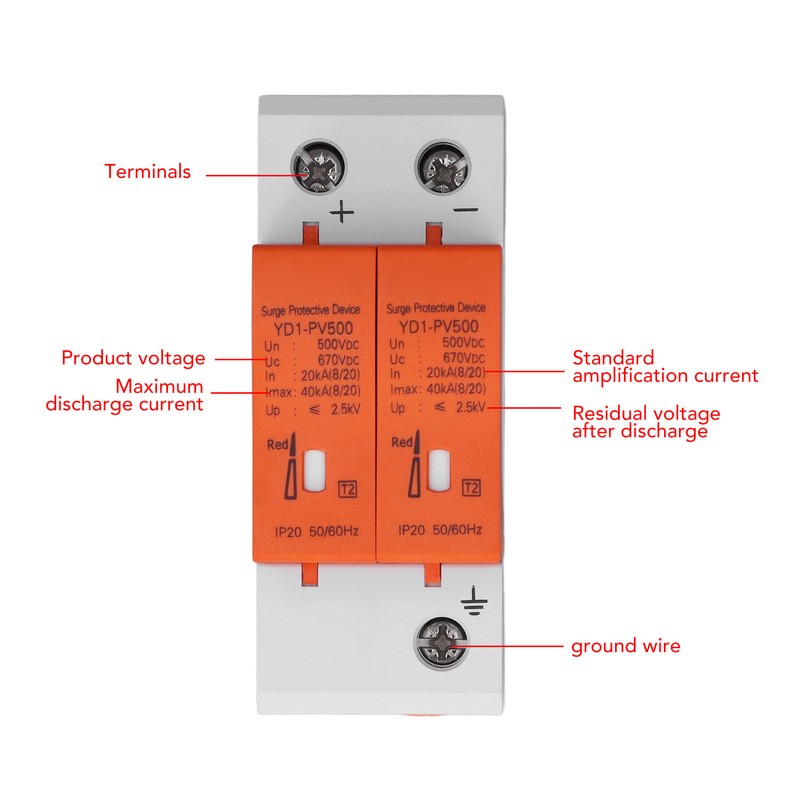 DC Surge Protector Visual Alarm Window Modular Design Protective Arrester