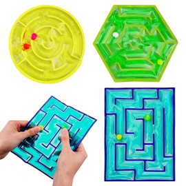 APAKA Pack of 3 Labyrinth Game Sensory Toy, Gel Filled Anti-Stress Autism Toy, Fidget Squishy Squeeze Sensory Toy, Anti-Stress Toy from 3 Years (Rectangle, Circle, Hexagon)