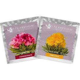 Blooming Tea Flowers - Pomegranate & Pineapple Flowering Teas – Each Tea Blossom Can Be Steeped Multiple Times (2-Pack)