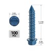 1/4" x 1-1/4" Concrete Screws, 100 PCS Blue Hex Washer