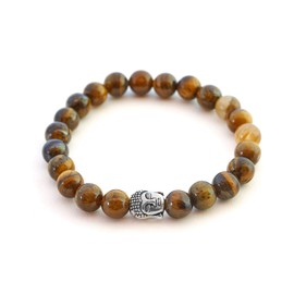 BERGERLIN Tiger's-eye bracelet with natural stone pearls and Buddha head pearl