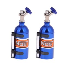 KEEDA 2 PCS Metal Simulated NOS Nitrogen Bottle with Bracket for 1/10 RC Crawler Car TRX4 D90 Axial Scx10 Decoration Accessories (Blue)
