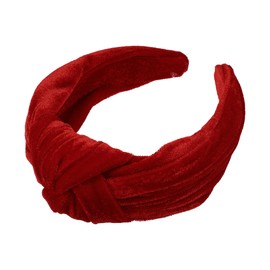 VOCOSTE Velvet Wide Knotted Headband, Women's Hair Band, Hair Band, Red