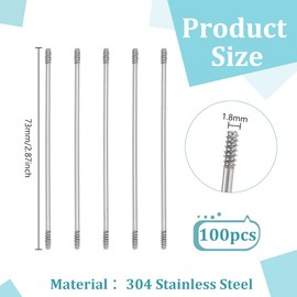FINGERINSPIRE 100 PCS Metal Blank Bars for Beadable Pens 2.87inch x 1.8mm 304 Stainless Steel Pen Rods, DIY Ballpoint Pen Refill Replacement Parts for Crafting Beaded Pens - with Plastic Storage Box