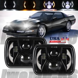Unbranded Newest Pair DOT 5X7" 7x6 LED Headlight Hi/Lo DRL For Chevy 1984-1996 Corvette C4