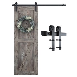 SMARTSTANDARD 5.5 Feet Heavy Duty Sturdy Sliding Barn Door Hardware Kit -Smoothly and Quietly -Easy to Install -Includes Step-by-Step Installation Instruction Fit 33" Wide Door Panel (J Shape Hanger)