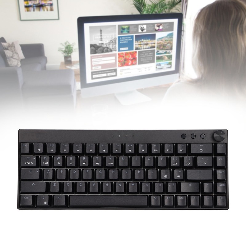 Mechanical Keyboard 68 Keys Three Modes RGB Backlight 1800mAh BatteryBlack