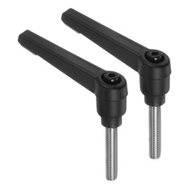 uxcell 2pcs Clamping Lever Handles, M6 x 30mm 304 Stainless Steel Threaded Male Stud, Adjustable Handles Locking Quick Release Ratchet Push Button Bolt Knobs, Black