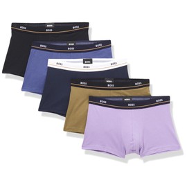BOSS 5 Pack Bold Logo Cotton Stretch Trunks, Spinach Green, Light Blue Berry, Blue Corn, Elderberry Purple, Black Currant, XXL