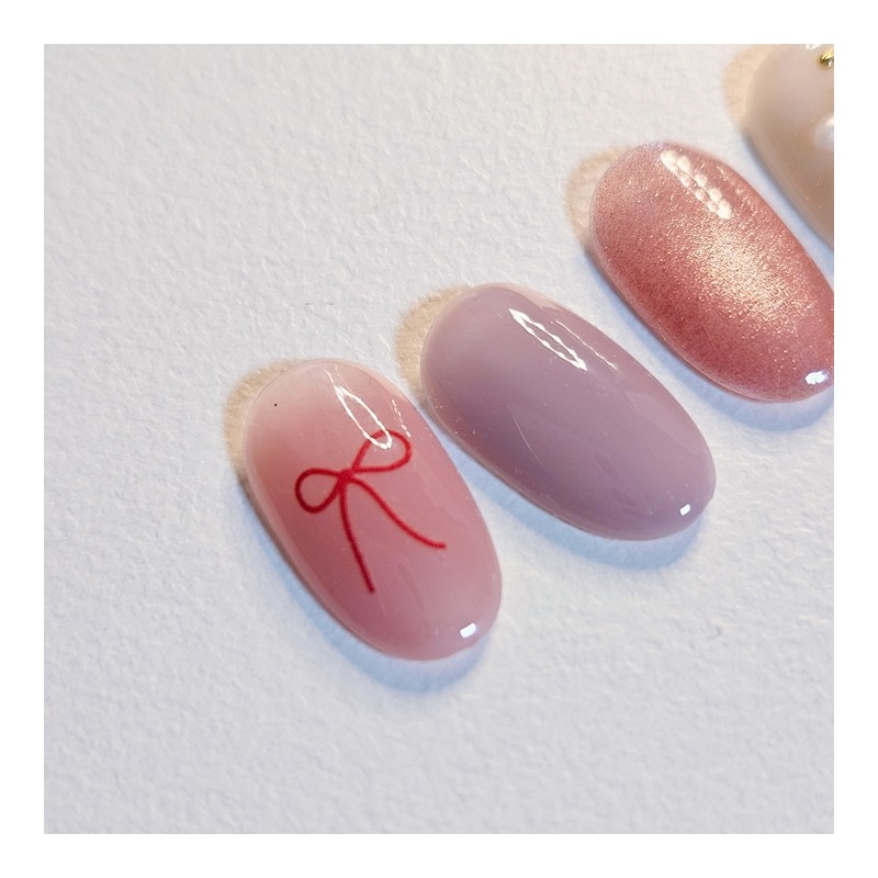 Pearl Flower Handmade Nail Tips - Coffin Midi / 진주