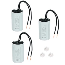 PATIKIL CBB60 7uF Running Capacitors, AC 450V 2 Wires 50/60Hz Cylinder 60x35mm for Water Pumps, Washing Machines Motor Start,3Set