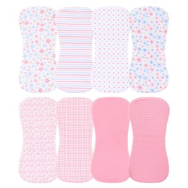 lazyrhino 8 Pack Baby Burp Cloths, Unisex for Boys and Girls, Super Absorbent and Soft Towel,Solid Color (Pink-lht)