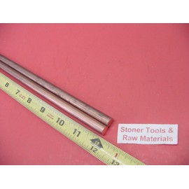 2 Pieces 3/8" C110 Copper Round Rod 12" Long H04 .375" OD CU New Lathe Bar Stock
