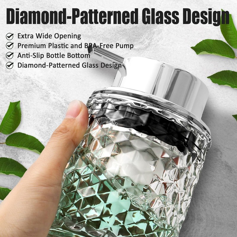 Malachi Foaming Hand Soap Dispenser, Refillable Clear Glass Pump Bottles