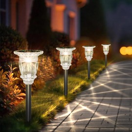 SUNFACE Solar Pathway Lights Outdoor 2 Pack, 3 Color Temperature White Solar Garden Lights, 17.32" IP65 Waterproof Glass Stainless Steel Landscape Lights for Yard Walkway Driveway Patio Lawn