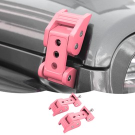 Hood Latches Hood Lock Catch Latches Kit Aluminum Alloy Stainless Steel for Jeep Wrangler JK JKU JL JLU & Gladiator JT 2007-2024,Pink