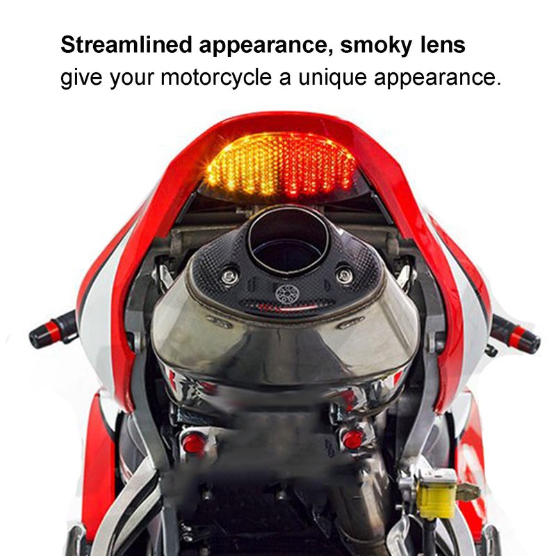 Motorcycle Tail Lamp, LED Taillight Assembly Brake Turn Signal Smoky
