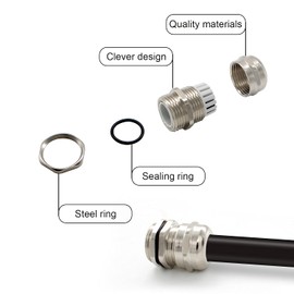 SRJQXH Pack of 3 PG13.5 Cable Grommet Waterproof IP68, 20.4 mm Male Thread Brass Dustproof Cable Gland, Can be Used for 6-12 mm Cable Connection