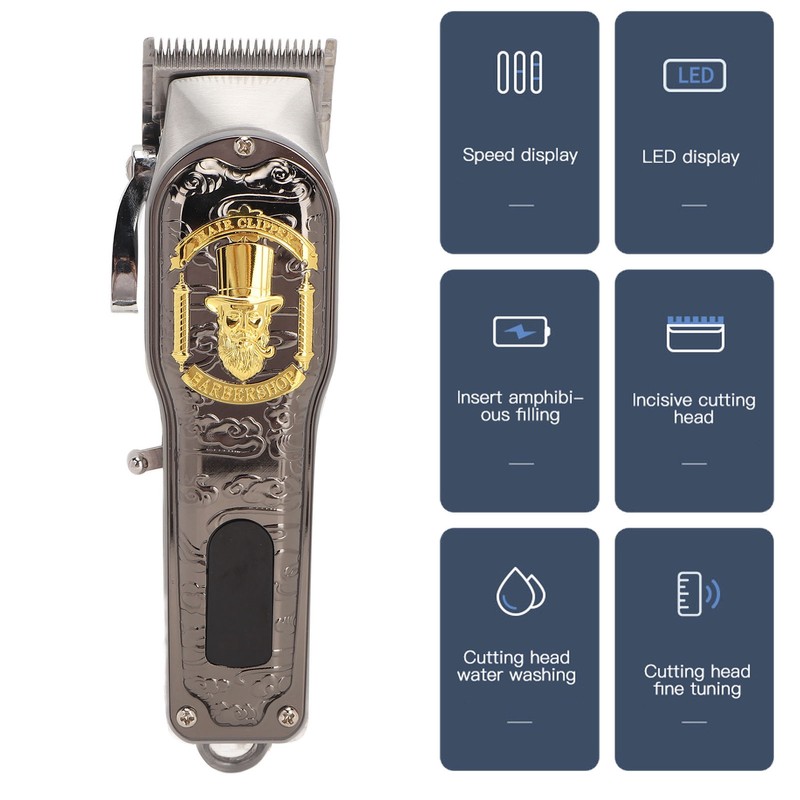 Electric Hair Trimmer Barber Shop Retro Hair Clippers Kit Digital