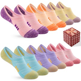 COOPLUS No Show Socks Womens Athletic Cushioned Cotton Low Cut Non Slip Socks Running Invisible Socks (6 Pairs)