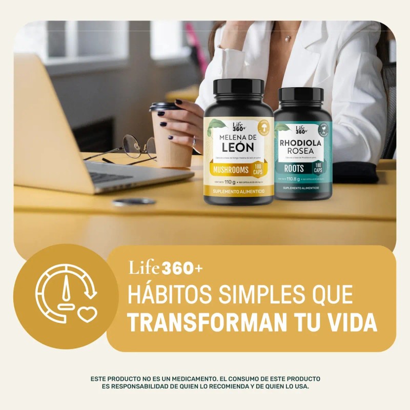 Hongo Melena León 180 Cápsulas Sabor Suplemento Alimenticio Life360