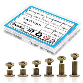 Chicago Screws for Leather,SpzcdZa 6 Sizes Screw Rivets Silver Chicago Binding Screws for DIY Repair Leather Craft Belt Bag Shoes Purse Bookbinding (M5x4,5,6,8,10,12mm) (Bronze)