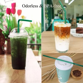FOREVERIE 500 Counts Green Bendy Plastic Straws Individually Wrapped for Drinking, Standard 0.24In Calibre, 8.27In Length, Soft Thin Stretchable, Bulk Set