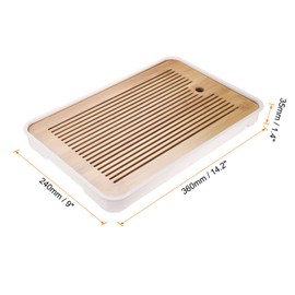 HARFINGTON Bamboo Chinese Gong Fu Tea Tray 14.2" Classic Tea Tray Bamboo Tea Table Furniture Vintage Tea with Water Storage Box for Drinking Tea Yellow White