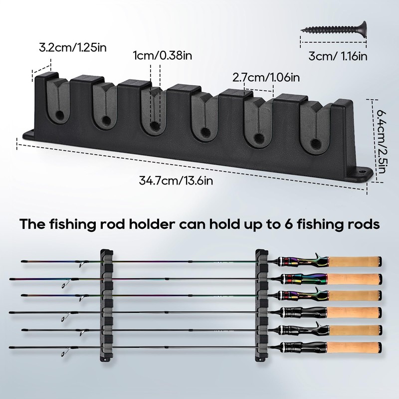 Axlksia Fishing Rod Holder Wall Mount, 1 Pair Fishing Pole