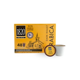 Café 1820 Classic Ground Coffee Cups, Premium Costa Rican Dark Roast, 100% Arabica, Compatible with Keurig Machines, 48 Pods