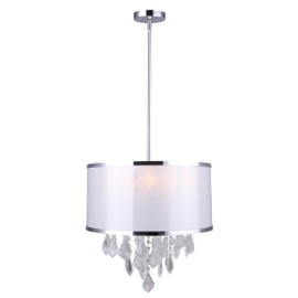 Canarm Reese 4-Light Chandelier, Chrome Finish with Drum Shade, Adjustable Down Rod Height, Transitional Lighting for Dining Room or Entryway