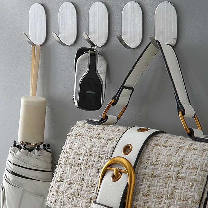 TIANNLINPY 10 Pcs Wall Hooks Stick on Heavy Duty Stainless