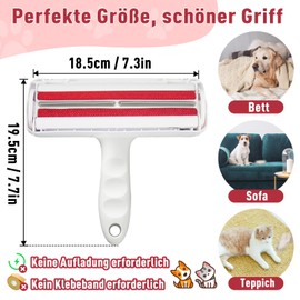 Phantasy® Tierhaarentferner Fusselrolle, Tierhaarentferner für Haustierhaar und Katzenhaare Wiederverwendbar, Entfernung Tierhaar von Sofa, Bett und Kleidung, Rot