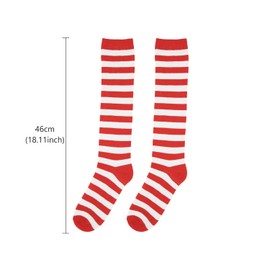 ALLY-MAGIC Knee High Socks, Casual Thigh High Socks Red White Striped Boot Socks Striped Long Tube Stockings for Women Girls Christmas Daily Wear Y7TWGXW (Red-white)